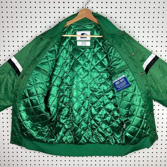Boston Celtics Starter Jacket Size Medium Vintage 90s Green Satin Bomber NBA‎ - Picture 3 of 10